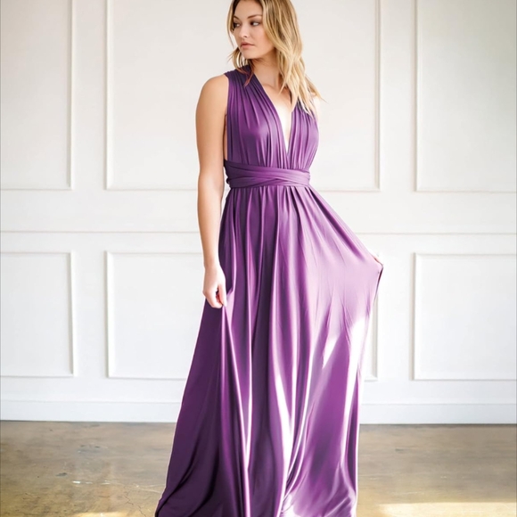 Convertible Infinity Dress & Bandeau Long Maxi Bridesmaid/Prom Dresses Purple - Picture 4 of 7